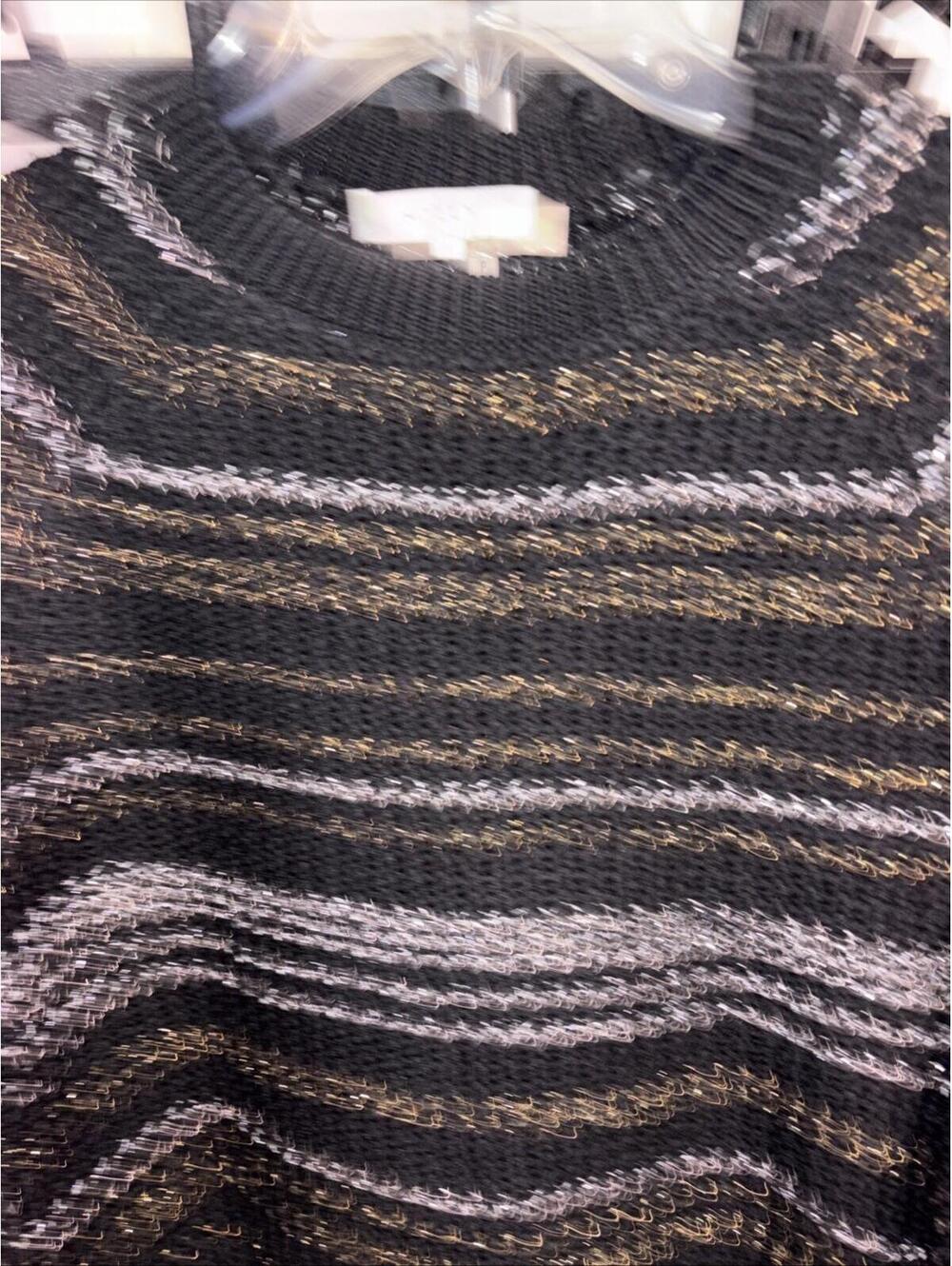 Milly metallic thread sweater size Small Cropped Boxy Puff Merino Wool - Picture 3 of 11